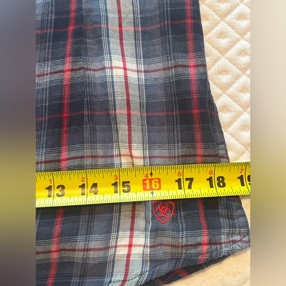 ARIAT Women Plaid Blue Red Cotton Button Up Size M Ranch Country Western Cowgirl - Picture 10 of 13